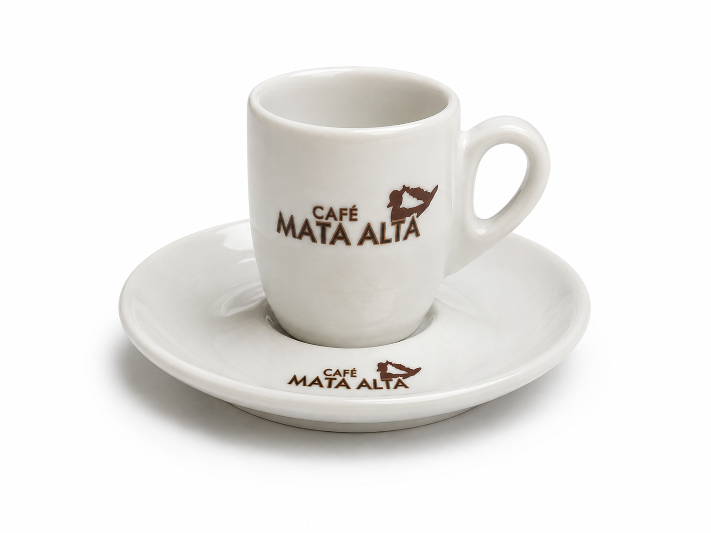 Xícara com pires de porcelana personalizada Café Mata Alta